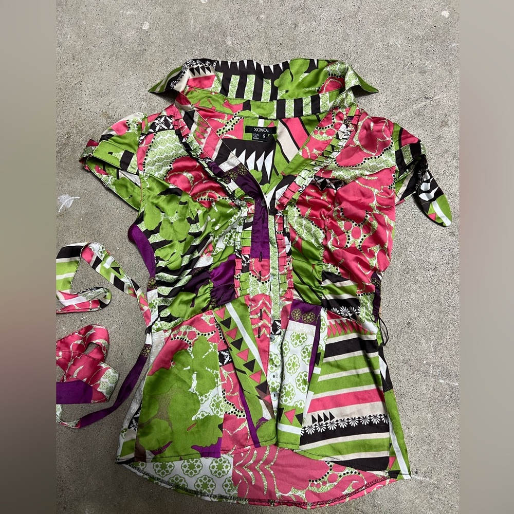 Vintage XOXO Multicolor Patterned Blouse